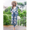 image:imageEkouaer Women Kimono Robes Full Length Knit Bathrobe Lightweight Sleepwear  Long Loungewear Soft Lightweight Fabric Christmas Day Valentines Day Bridal PartyFloral Light Blue