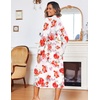 image:imageEkouaer Women Kimono Robes Full Length Knit Bathrobe Lightweight Sleepwear  Long Loungewear Soft Lightweight Fabric Christmas Day Valentines Day Bridal PartyFloral White