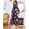 image:imageEkouaer Women Kimono Robes Full Length Knit Bathrobe Lightweight Sleepwear  Long Loungewear Soft Lightweight Fabric Christmas Day Valentines Day Bridal PartyFloral Black