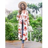 image:imageEkouaer Women Kimono Robes Full Length Knit Bathrobe Lightweight Sleepwear  Long Loungewear Soft Lightweight Fabric Christmas Day Valentines Day Bridal PartyFloral White