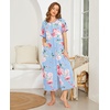 image:imageEkouaer Women Robe Zipper Short Sleeves Full Length House Coat with Pockets  Zip Up Bathrobe Short Sleeve Soft and LightweightBblue Fower