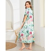 image:imageEkouaer Women Robe Zipper Short Sleeves Full Length House Coat with Pockets  Zip Up Bathrobe Short Sleeve Soft and LightweightBgreen Flower