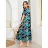 image:imageEkouaer Women Robe Zipper Short Sleeves Full Length House Coat with Pockets  Zip Up Bathrobe Short Sleeve Soft and LightweightBlack Leaf