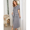 image:imageEkouaer Women Robe Zipper Short Sleeves Full Length House Coat with Pockets  Zip Up Bathrobe Short Sleeve Soft and LightweightBlack Plaid