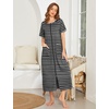 image:imageEkouaer Women Robe Zipper Short Sleeves Full Length House Coat with Pockets  Zip Up Bathrobe Short Sleeve Soft and LightweightBlack Stripes