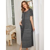 image:imageEkouaer Women Robe Zipper Short Sleeves Full Length House Coat with Pockets  Zip Up Bathrobe Short Sleeve Soft and LightweightBlack Stripes