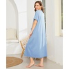 image:imageEkouaer Women Robe Zipper Short Sleeves Full Length House Coat with Pockets  Zip Up Bathrobe Short Sleeve Soft and LightweightBlue Green