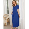 image:imageEkouaer Women Robe Zipper Short Sleeves Full Length House Coat with Pockets  Zip Up Bathrobe Short Sleeve Soft and LightweightBlue Sapphire