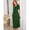 image:imageEkouaer Women Robe Zipper Short Sleeves Full Length House Coat with Pockets  Zip Up Bathrobe Short Sleeve Soft and LightweightDark Green