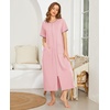 image:imageEkouaer Women Robe Zipper Short Sleeves Full Length House Coat with Pockets  Zip Up Bathrobe Short Sleeve Soft and LightweightPink