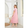 image:imageEkouaer Women Robe Zipper Short Sleeves Full Length House Coat with Pockets  Zip Up Bathrobe Short Sleeve Soft and LightweightPink