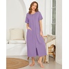image:imageEkouaer Women Robe Zipper Short Sleeves Full Length House Coat with Pockets  Zip Up Bathrobe Short Sleeve Soft and LightweightPurple