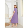 image:imageEkouaer Women Robe Zipper Short Sleeves Full Length House Coat with Pockets  Zip Up Bathrobe Short Sleeve Soft and LightweightPurple