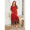 image:imageEkouaer Women Robe Zipper Short Sleeves Full Length House Coat with Pockets  Zip Up Bathrobe Short Sleeve Soft and LightweightRed Flower