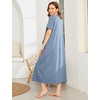 image:imageEkouaer Women Robe Zipper Short Sleeves Full Length House Coat with Pockets  Zip Up Bathrobe Short Sleeve Soft and LightweightSteel Blue
