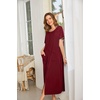 image:imageEkouaer Women Robe Zipper Short Sleeves Full Length House Coat with Pockets  Zip Up Bathrobe Short Sleeve Soft and LightweightWine Red