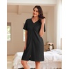 image:imageEkouaer Women Zipper Robe Waffle Bathrobe Short House Coat with Pockets  Lightweight Robe Short Sleeve Waffle Material V NeckBlack