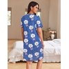 image:imageEkouaer Women Zipper Robe Waffle Bathrobe Short House Coat with Pockets  Lightweight Robe Short Sleeve Waffle Material V NeckBlue Leopard Floral