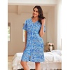 image:imageEkouaer Women Zipper Robe Waffle Bathrobe Short House Coat with Pockets  Lightweight Robe Short Sleeve Waffle Material V NeckBlue Paisley