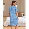 image:imageEkouaer Women Zipper Robe Waffle Bathrobe Short House Coat with Pockets  Lightweight Robe Short Sleeve Waffle Material V NeckBlue Paisley