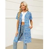 image:imageEkouaer Women Zipper Robe Waffle Bathrobe Short House Coat with Pockets  Lightweight Robe Short Sleeve Waffle Material V NeckBlue Paisley