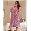 image:imageEkouaer Women Zipper Robe Waffle Bathrobe Short House Coat with Pockets  Lightweight Robe Short Sleeve Waffle Material V NeckBright Paisley