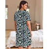 image:imageEkouaer Women Zipper Robe Waffle Bathrobe Short House Coat with Pockets  Lightweight Robe Short Sleeve Waffle Material V NeckCream Leopard Print