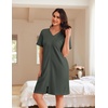 image:imageEkouaer Women Zipper Robe Waffle Bathrobe Short House Coat with Pockets  Lightweight Robe Short Sleeve Waffle Material V NeckDeep Army Green