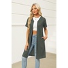 image:imageEkouaer Women Zipper Robe Waffle Bathrobe Short House Coat with Pockets  Lightweight Robe Short Sleeve Waffle Material V NeckDeep Army Green
