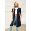 image:imageEkouaer Women Zipper Robe Waffle Bathrobe Short House Coat with Pockets  Lightweight Robe Short Sleeve Waffle Material V NeckDeep Navy