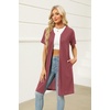 image:imageEkouaer Women Zipper Robe Waffle Bathrobe Short House Coat with Pockets  Lightweight Robe Short Sleeve Waffle Material V NeckGray Purple