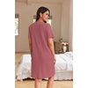 image:imageEkouaer Women Zipper Robe Waffle Bathrobe Short House Coat with Pockets  Lightweight Robe Short Sleeve Waffle Material V NeckGray Purple