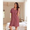 image:imageEkouaer Women Zipper Robe Waffle Bathrobe Short House Coat with Pockets  Lightweight Robe Short Sleeve Waffle Material V NeckGray Purple