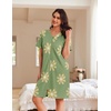 image:imageEkouaer Women Zipper Robe Waffle Bathrobe Short House Coat with Pockets  Lightweight Robe Short Sleeve Waffle Material V NeckGreen Floral Print