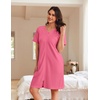image:imageEkouaer Women Zipper Robe Waffle Bathrobe Short House Coat with Pockets  Lightweight Robe Short Sleeve Waffle Material V NeckHot Pink