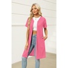 image:imageEkouaer Women Zipper Robe Waffle Bathrobe Short House Coat with Pockets  Lightweight Robe Short Sleeve Waffle Material V NeckHot Pink