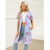 image:imageEkouaer Women Zipper Robe Waffle Bathrobe Short House Coat with Pockets  Lightweight Robe Short Sleeve Waffle Material V NeckLight Blue Floral
