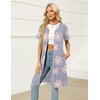 image:imageEkouaer Women Zipper Robe Waffle Bathrobe Short House Coat with Pockets  Lightweight Robe Short Sleeve Waffle Material V NeckLight Purple Floral