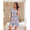 image:imageEkouaer Women Zipper Robe Waffle Bathrobe Short House Coat with Pockets  Lightweight Robe Short Sleeve Waffle Material V NeckLight Purple Floral