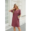 image:imageEkouaer Women Zipper Robe Waffle Bathrobe Short House Coat with Pockets  Lightweight Robe Short Sleeve Waffle Material V NeckMauve
