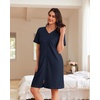 image:imageEkouaer Women Zipper Robe Waffle Bathrobe Short House Coat with Pockets  Lightweight Robe Short Sleeve Waffle Material V NeckNavy Blue