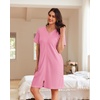 image:imageEkouaer Women Zipper Robe Waffle Bathrobe Short House Coat with Pockets  Lightweight Robe Short Sleeve Waffle Material V NeckPink