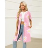 image:imageEkouaer Women Zipper Robe Waffle Bathrobe Short House Coat with Pockets  Lightweight Robe Short Sleeve Waffle Material V NeckPink Floral