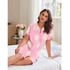image:imageEkouaer Women Zipper Robe Waffle Bathrobe Short House Coat with Pockets  Lightweight Robe Short Sleeve Waffle Material V NeckPink Floral