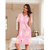 image:imageEkouaer Women Zipper Robe Waffle Bathrobe Short House Coat with Pockets  Lightweight Robe Short Sleeve Waffle Material V NeckPink Floral
