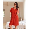 image:imageEkouaer Women Zipper Robe Waffle Bathrobe Short House Coat with Pockets  Lightweight Robe Short Sleeve Waffle Material V NeckRed