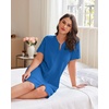 image:imageEkouaer Women Zipper Robe Waffle Bathrobe Short House Coat with Pockets  Lightweight Robe Short Sleeve Waffle Material V NeckRoyal Blue