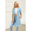 image:imageEkouaer Women Zipper Robe Waffle Bathrobe Short House Coat with Pockets  Lightweight Robe Short Sleeve Waffle Material V NeckSky Blue
