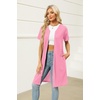 image:imageEkouaer Women Zipper Robe Waffle Bathrobe Short House Coat with Pockets  Lightweight Robe Short Sleeve Waffle Material V NeckSoft Pink