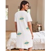 image:imageEkouaer Women Zipper Robe Waffle Bathrobe Short House Coat with Pockets  Lightweight Robe Short Sleeve Waffle Material V NeckSun Eye Print